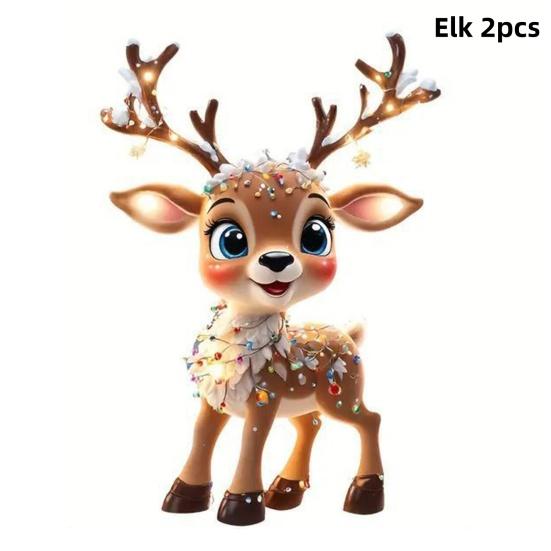 

Рождественские украшения мультяшный лось рождественская елка подвесное украшение 2D плоский акриловый кулон для дерева украшение окна автомобиля Elk 2pc