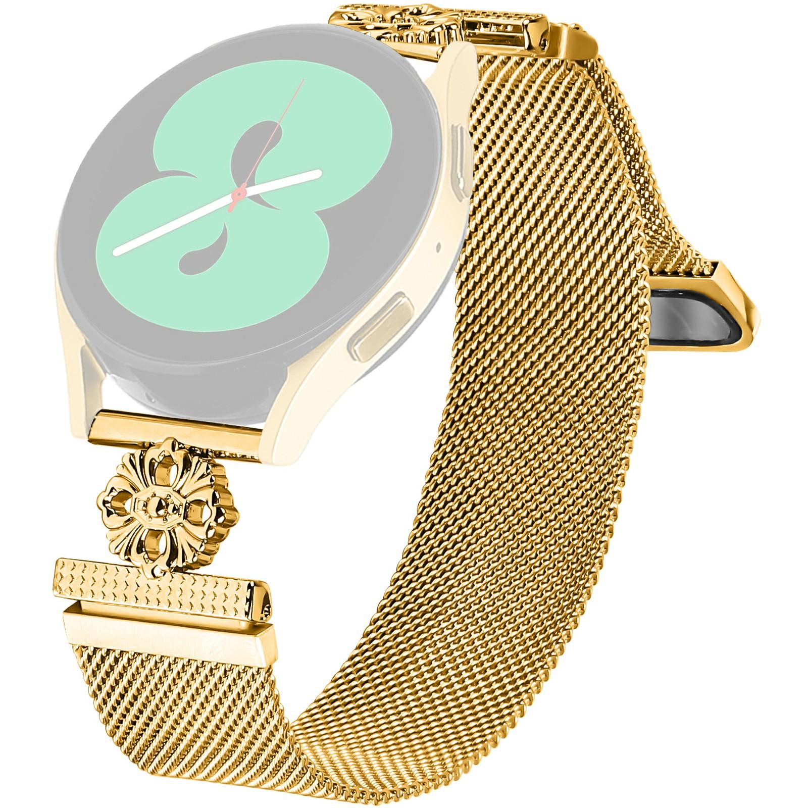 

Для Garmin Fenix 7S Milanese Band Flower нержавеющая сталь магнитный сетчатый ремешок для часов Gold