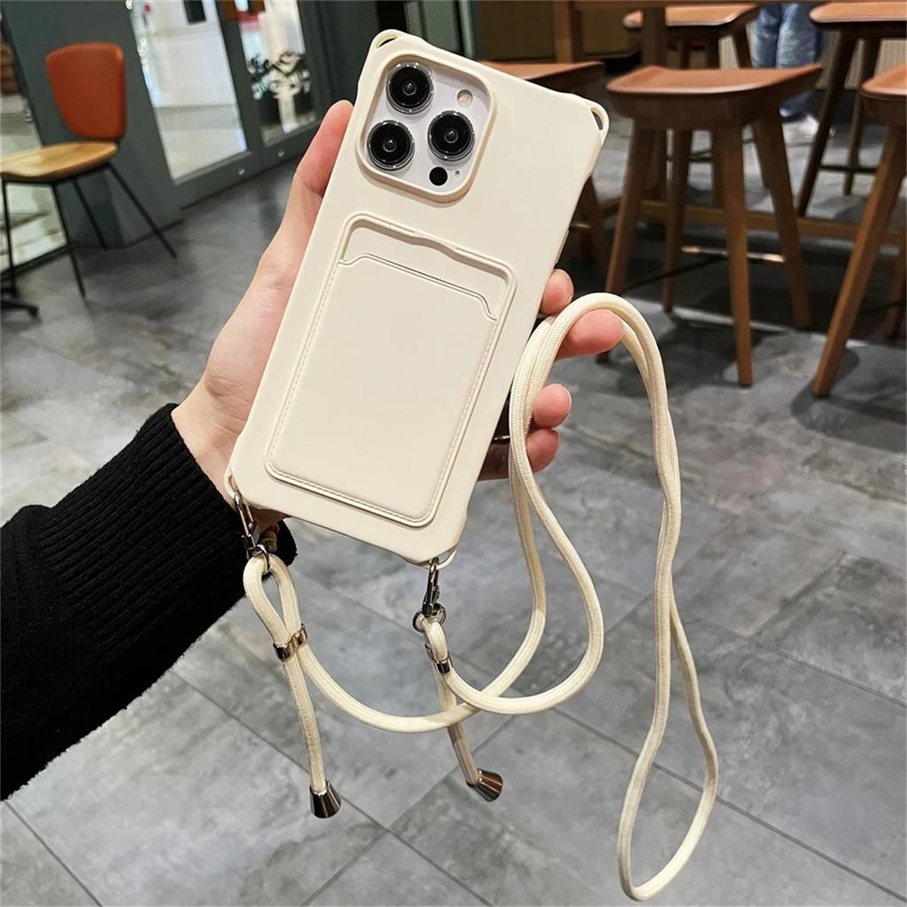 Crossbody Lanyard Brieftasche Kartenhalter Handyhülle für IPhone 17 Air 16 15 Plus 14 13 12 11 Pro Max XR XS X Silikon Weiche Hülle