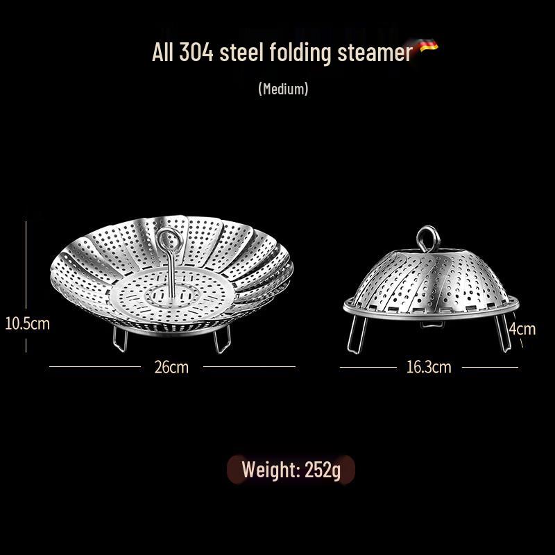 

Zhaoran 316 Universal Foldable Stainless Steel Steamer Rack