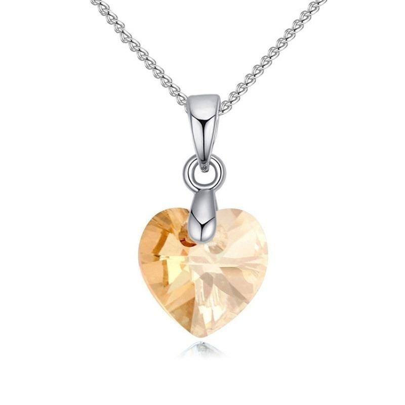 Heart Necklaces Pendant Crystals for Women Girls Gift Silver Chain Girl Jewelry