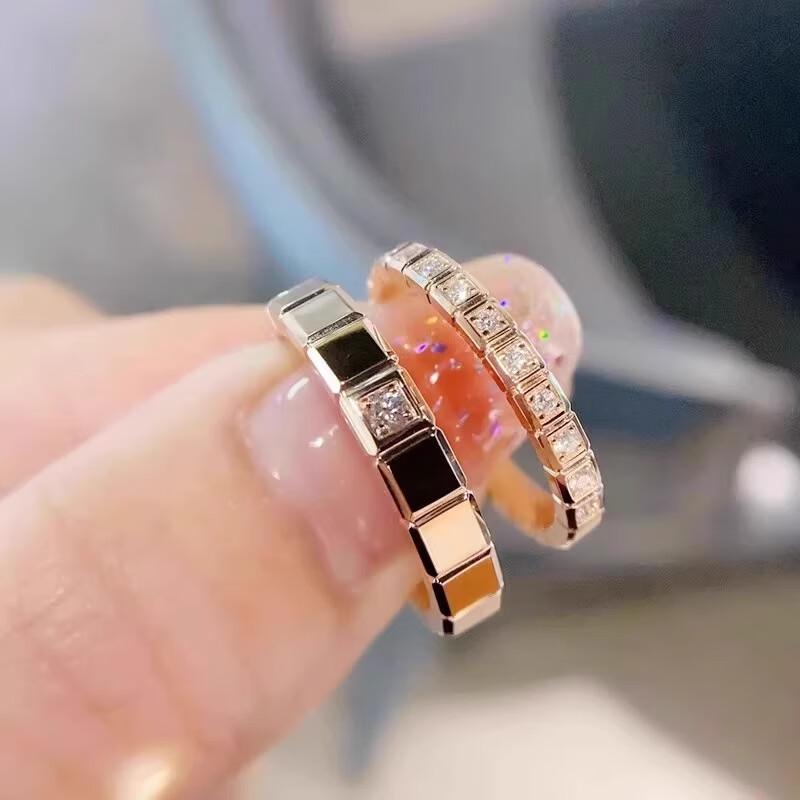 Elegant Wide Band Square Diamond Titanium Steel Ring for Women - Trendy Niche Design Couplet Jewelry