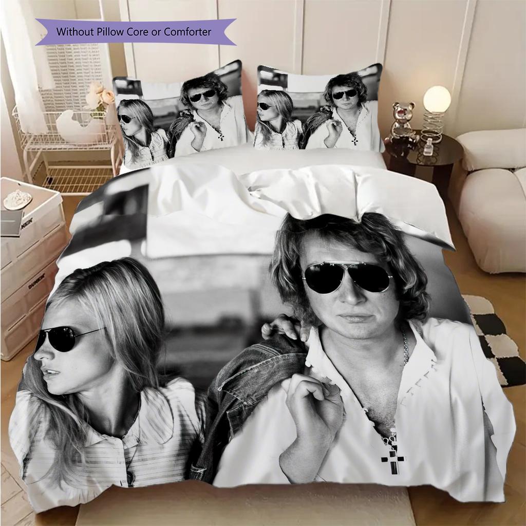Johnny Hallyday Retro Poster bedding, duvet cover, pillowcase, home decoration, birthday gift (1 * duvet cover+2 * pillowcase, coreless)