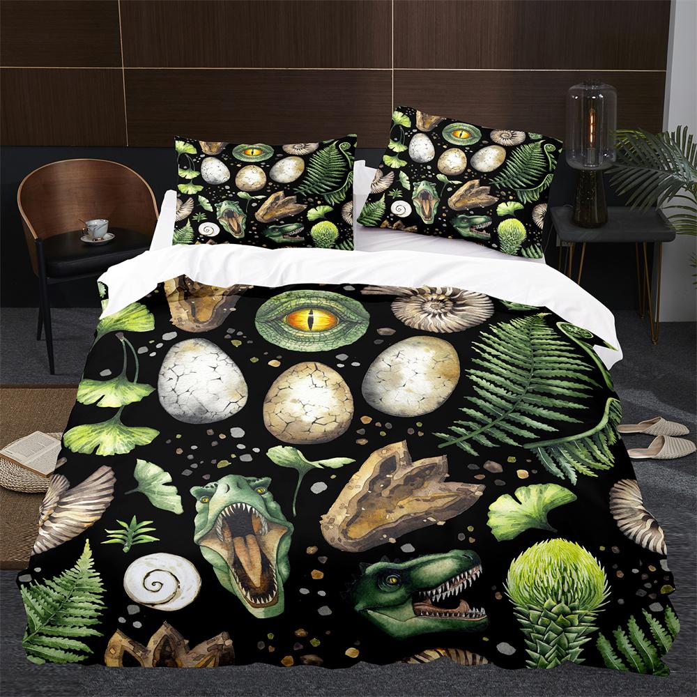 Cartoon Dinosaur Duvet Cover King Queen Size Jurassic World Theme Bedding Set For Kids Boys Ancient Animal Polyester Quilt Cover