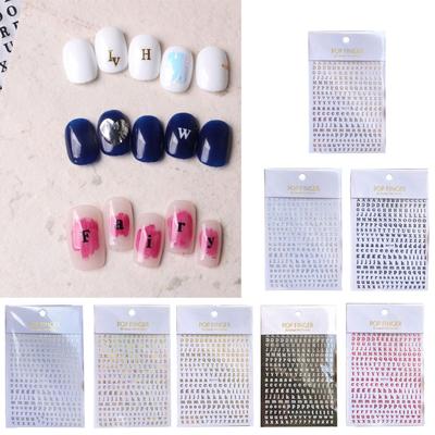 1PCS New English Alphabet Nail Art Stickers Multi-Color Reflective Letters Numbers Filling Epoxy Resin Mold Decorative Stickers