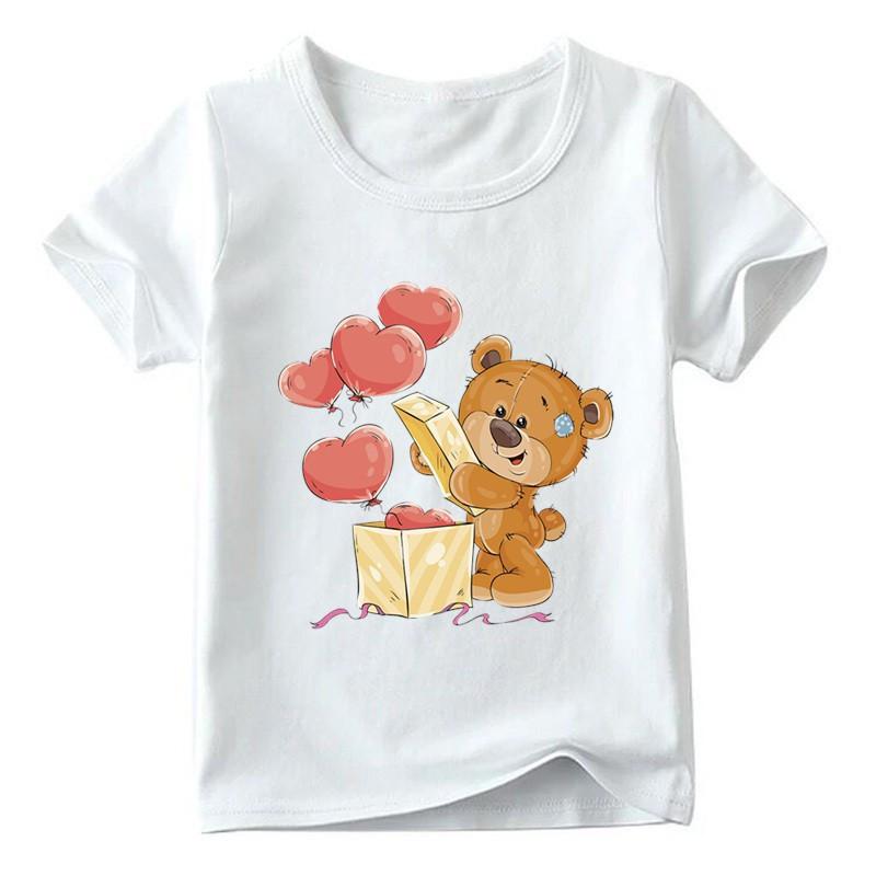 Unisex Childrens Cartoon Bear TShirt Short Sleeve round Neck Numbers 112 Years Old Kids Casual Fashion Clothing