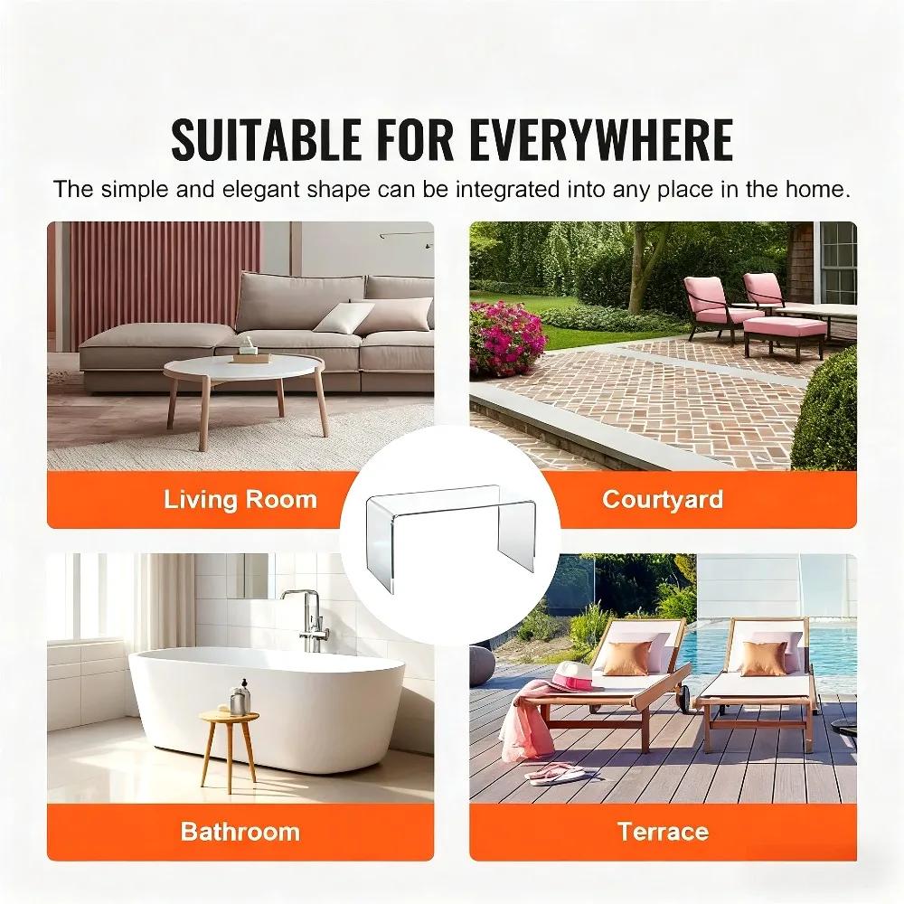 Acrylic Coffee Table Multiuse Acrylic Furniture Modern End Table Japanese Floor Table for Office Living Room Porch Family Garden