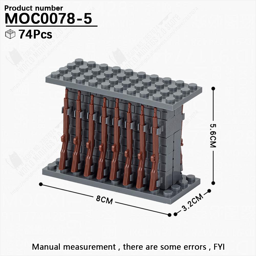 MOOXI WW2 Military Series Weapon Rack Guns Collection Model MOC Bricks DIY Assembled Building Blocks Toys For Boy Birthday Gifts