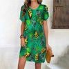 Fashion 3D Print Summer Dress Loose Casual Short Sleeve O-Neck Mini Dress