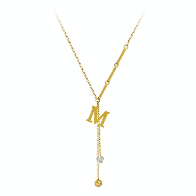 

Нержавеющая сталь 316L Новая мода Изысканные украшения Элегантные Сексуальные Подвески-кисточки с цирконом M Цепочка Чокер Ожерелья и Подвески для Женщин Stainless Steel