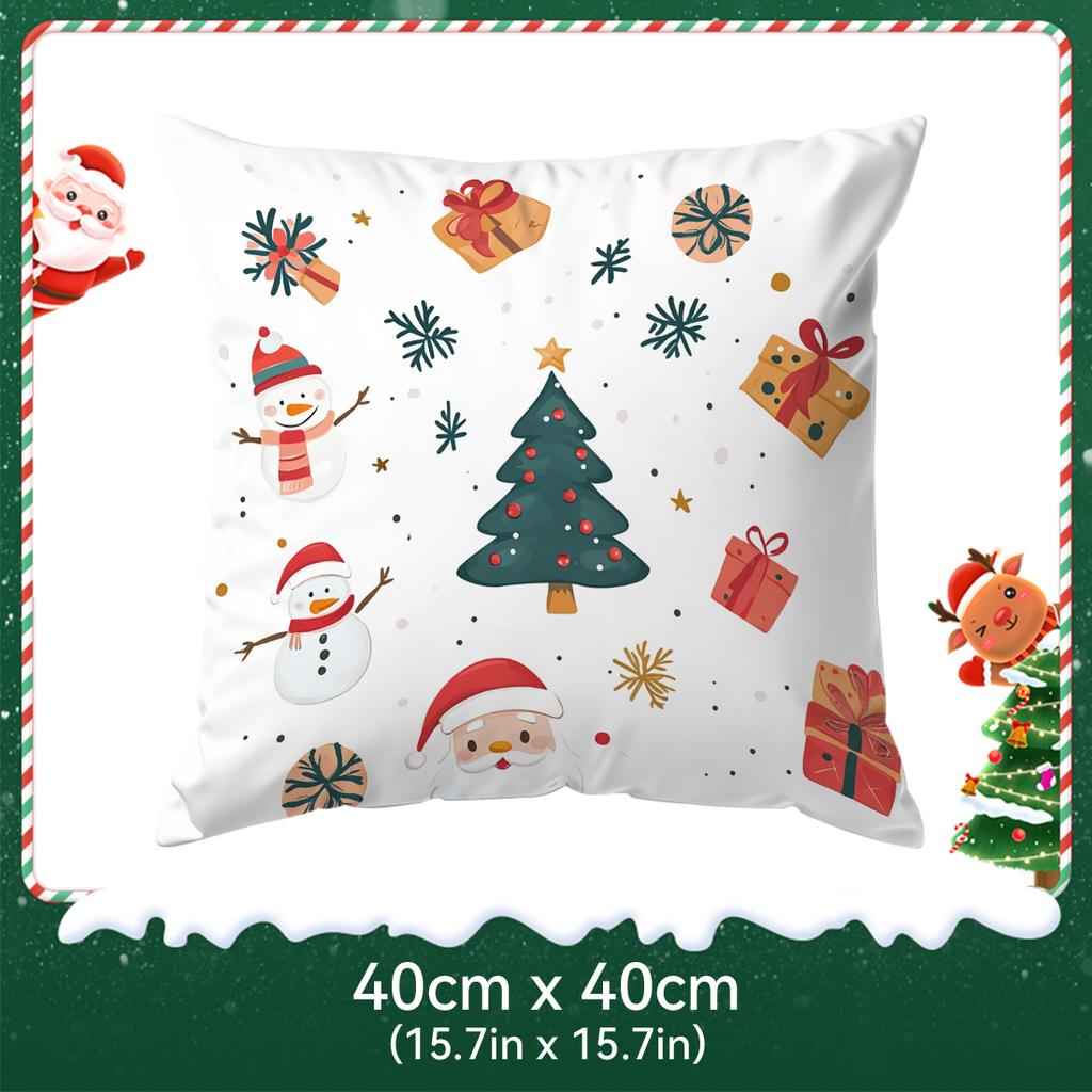 Cartoon Style Christmas Elements Pillowcase Bedroom Cushion Cover 100% Polyester Living Room Cushion Pillowcase Home Decor