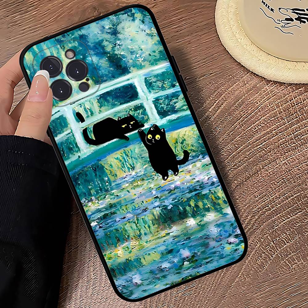 Funny Cats Van Gogh Phone Case For IPhone 16 17 Air 15 14 13 12 11 Pro Max 16E Plus Fundas