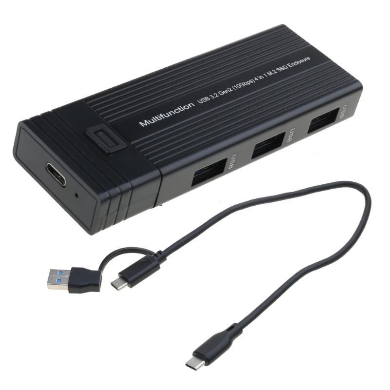 Fast Speed M.2 SSD Enclosure Box USB C 3.2 Interfaces Aluminum Case For NVMe , Supports 2242/2260/2280 Size