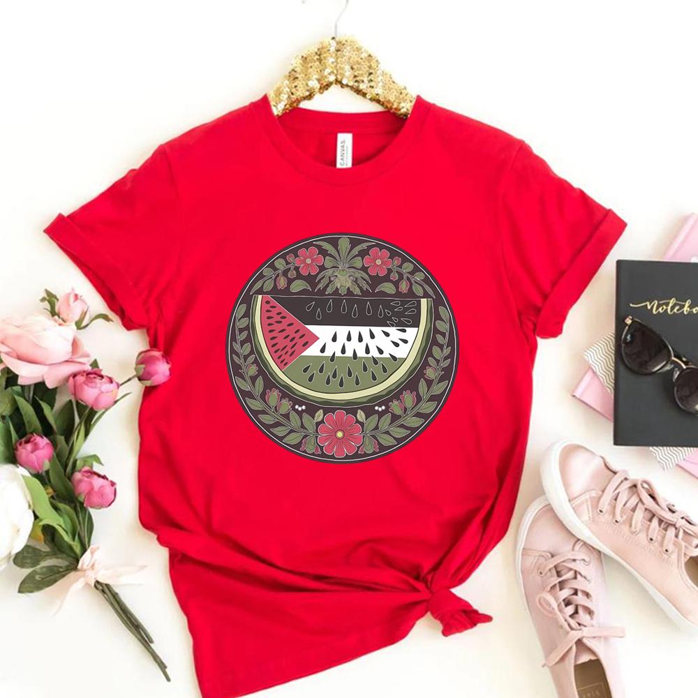 Watermelon Symbol Freedom T Shirt HuUnisex Rights Tshirt Peace and Love Tshirt Watermelon Flag Tees Unisex Short Sleeves Tops S