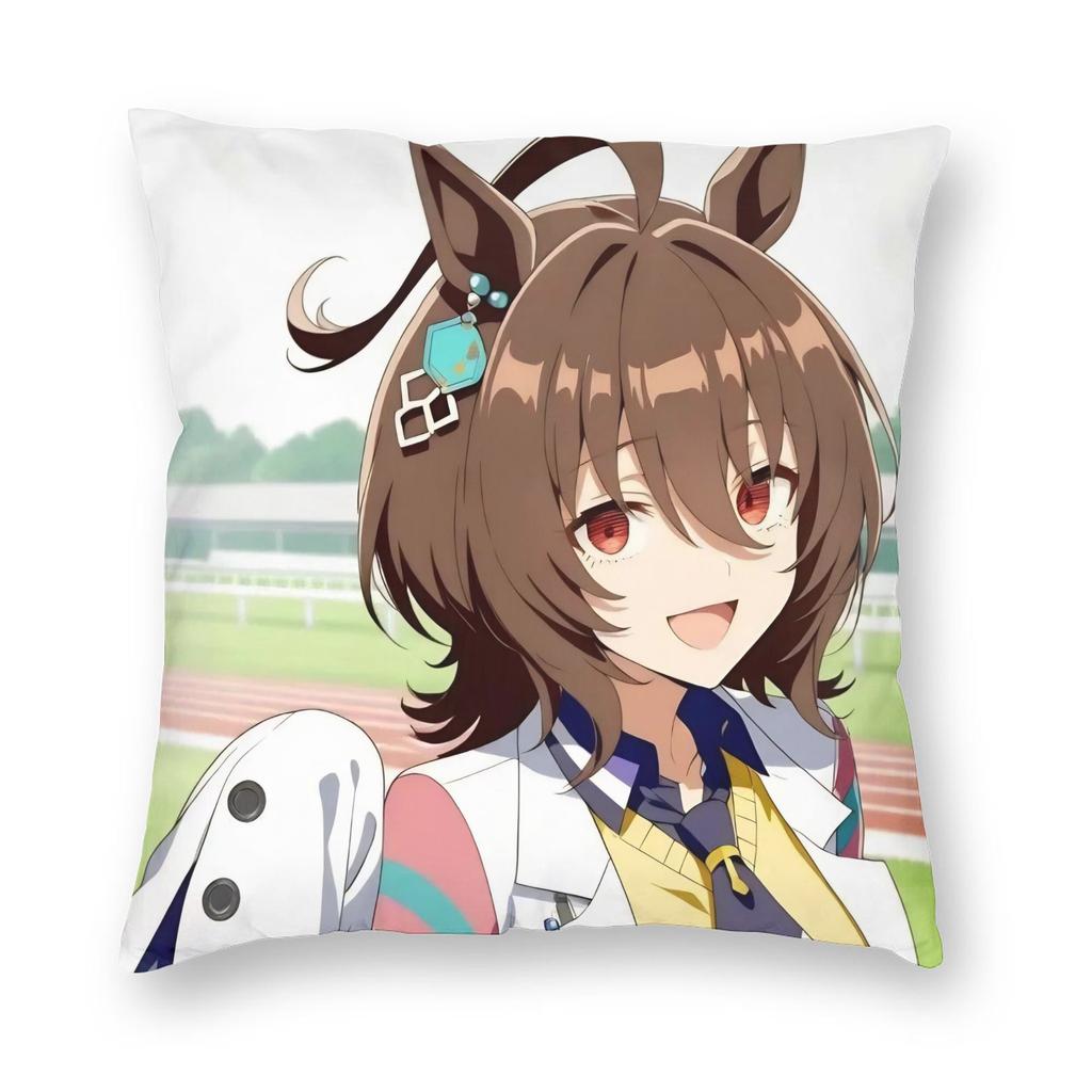 Agnes Tachyon Cute Girl Uma Musume Pillowcase Printing Polyester Cushion Cover Decorative Pillow Case Cover Home Zipper 45X45Cm