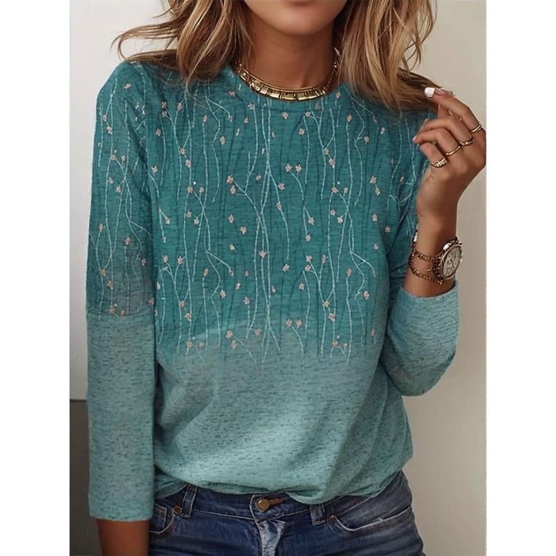 Damen T-Shirt,3D-Druck,O-Ausschnitt,Langarm,Lässig,Leichtes Oberteil,Halloween,Hip Hop,Große Größe,Mode