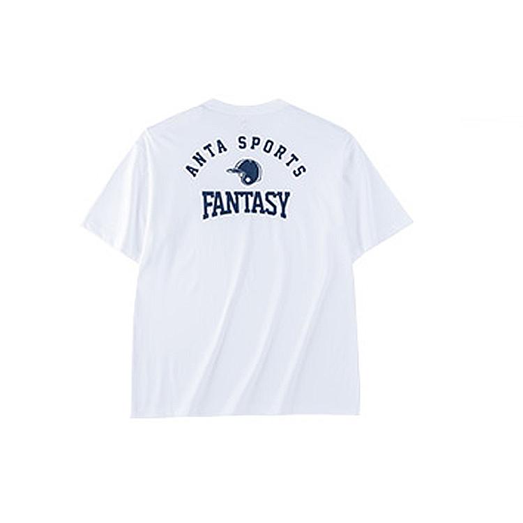 ANTA T Shirts Men's Snowflake White Crew Neck Moderate Straight Fit 952328102-1