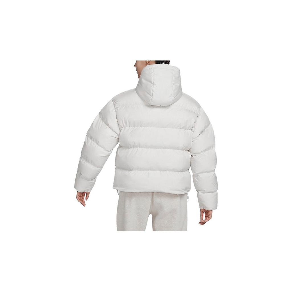 Nike Einfarbige Winddichte Warme Kurze Kapuzen-Steppjacke Damen Oberbekleidung Weiß FD8291-104