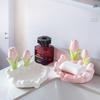Tulip Ceramic Soap Dish with Drain Non-Slip Floral Soap Holder Creative Storage Rack for Bathroom Sink Decorative Home Accessory