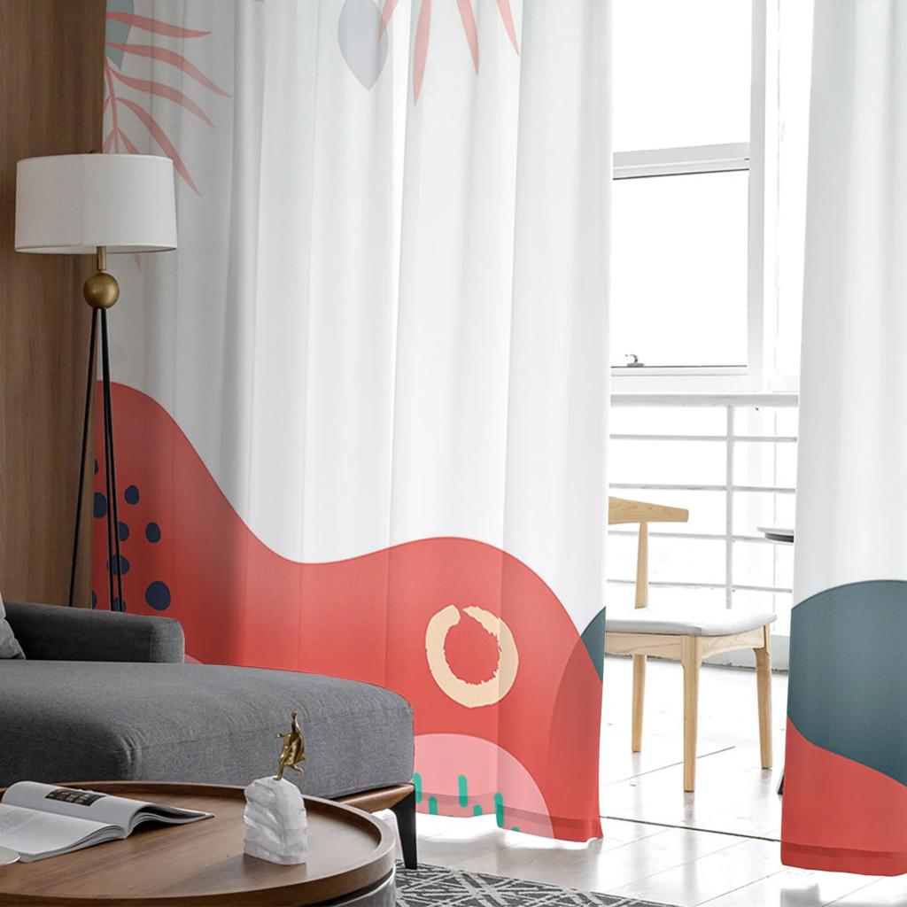 Abstract Leaves Plant Tulle Curtains For Living Room Sheer Curtain For Bedroom Kitchen Blinds Voile Curtains