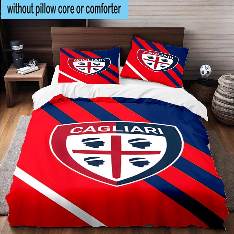 3PCS Football Cagliari Design Bedding Set,Including 1pc Duvet Cover And 2pcs Pillowcases Perfect for Bedroom, Dormitory, Fan Christmas gift