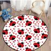 Ladybug Polka Dot Round Rug Flannel Kids Playroom Carpet Red Black White Dots Pattern Soft Non Slip Childrens Room Decor Easy