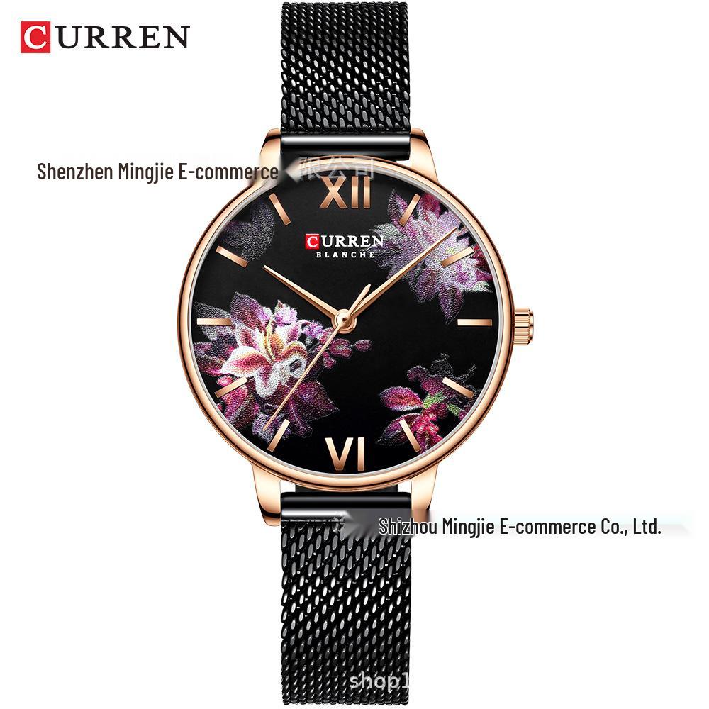 CURREN 9060 Women s Fashionable Quartz Watch - Casual, Waterproof, Simple Mesh Strap