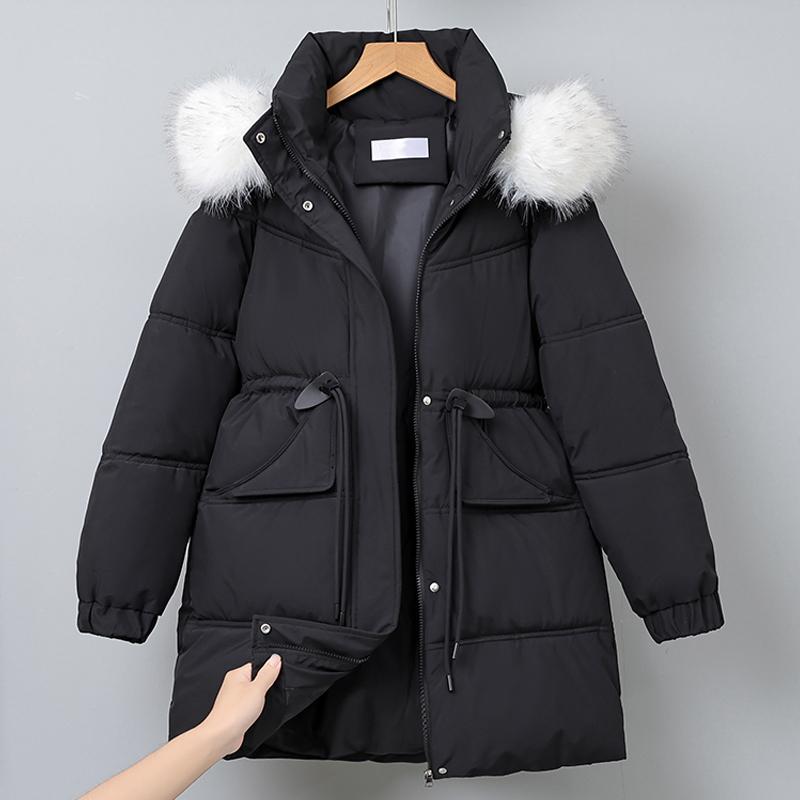 Fashion Winter Coats Woman Long Parkas Hooded Faux Fur Collar Thick Warm Women's Jackets