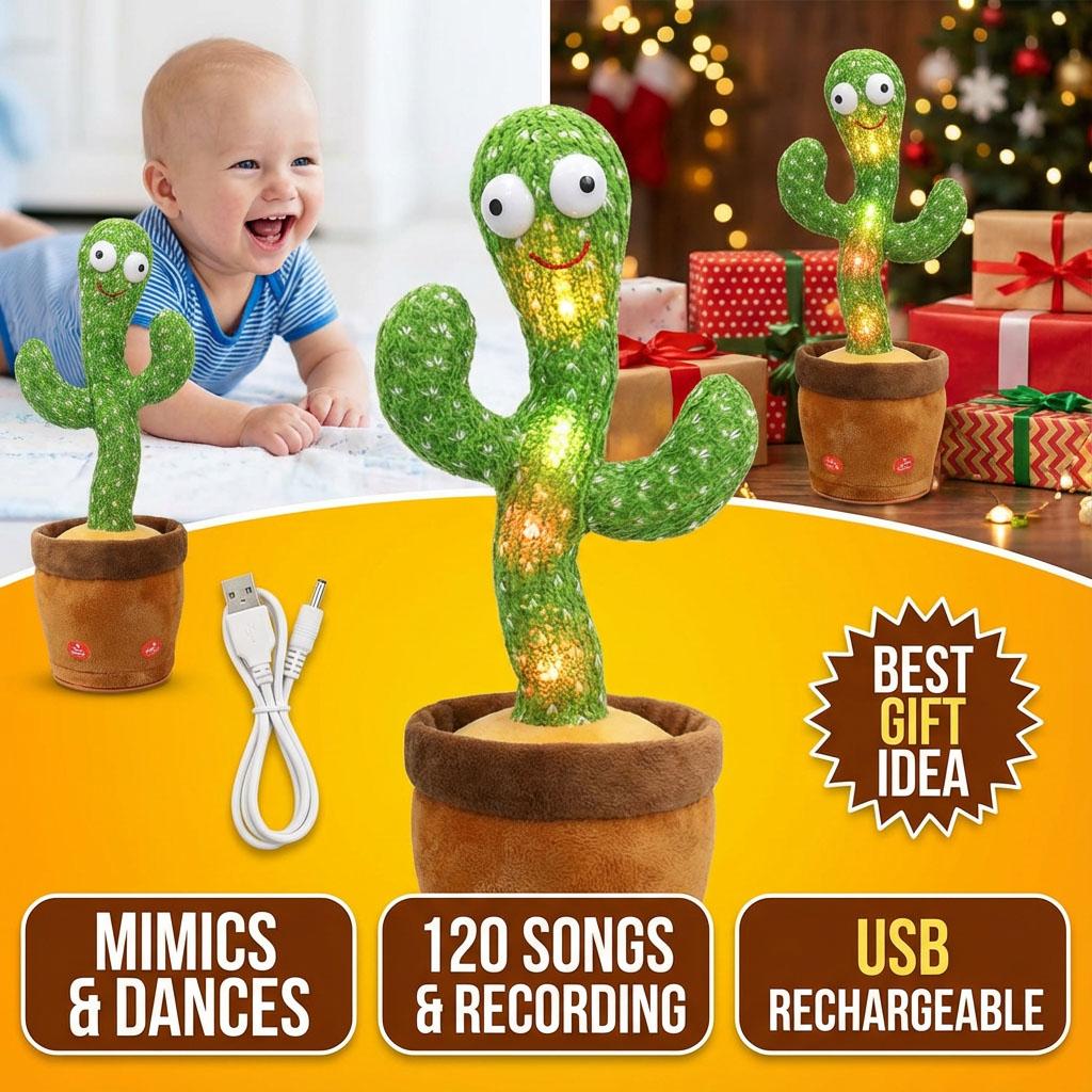 

Cute Talking Cactus Toy for Kids Repeating Voice Singing 120 Songs LED Luminous Plush Toy Party Favor Christmas Gift