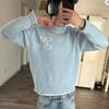 DRIPX Uomo Nuova Moda High Street Casual Streetwear Y2K Retro Maglione a Maniche Lunghe Pullover con Motivo a Logo M Firmato Top Lavorato a Maglia Boxy