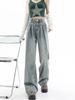 Blugi largi Y2k Pantaloni de blugi albaștri cu talie înaltă Pantaloni lungi din anii 2000 Pantaloni lungi din anii 90 Vintage oversize Moda coreeană