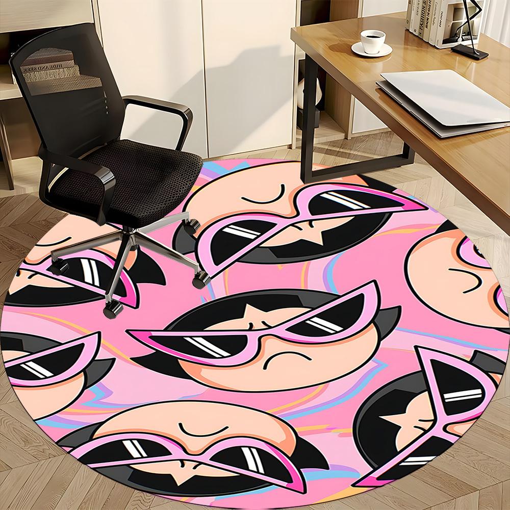 1pc Powerpuff Girls Office Round Area Rug, Under Office Chairs Bedroom Living Room Home Decor  a1022144