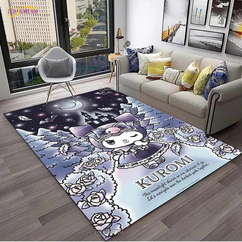 Kuromi Cartoon Anime kawaii Carpet for Living Room Bedroom Cute Rug Kitchen Door Kids Un-slip Floor Mats Alfombra Birthday gift