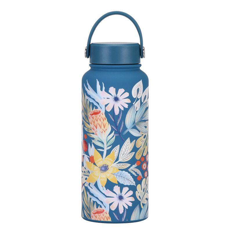 2025 New Model 1L Large Capacity Thermos Cup with Wide Mouth, Portable Handle, Sports Water Bottle, Outdoor Printed Water Cup for Women