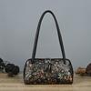 Genuine Leather Women Armpit Bag Vintage Hand Painted Embossed Versatile Floral Shoulder Bags