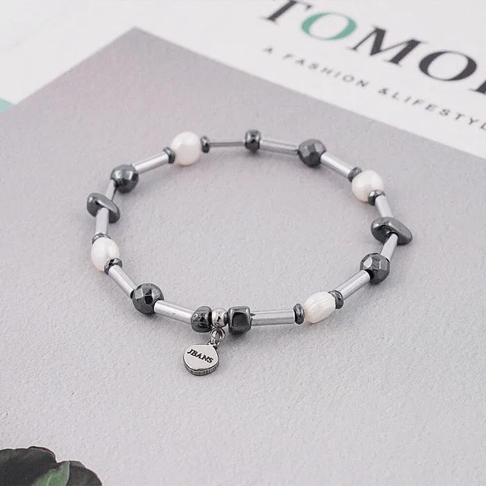 Pearl Seahorse Mix Point Cylinder Bead Bracelet (C2503AC1281_SV)