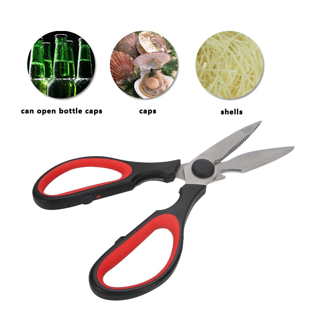 2pcs Kitchen Scissor Multipurpose Bicolor Rubber Handle Shear Cook Tool for Chicken Poultry Fish Meat Walnut