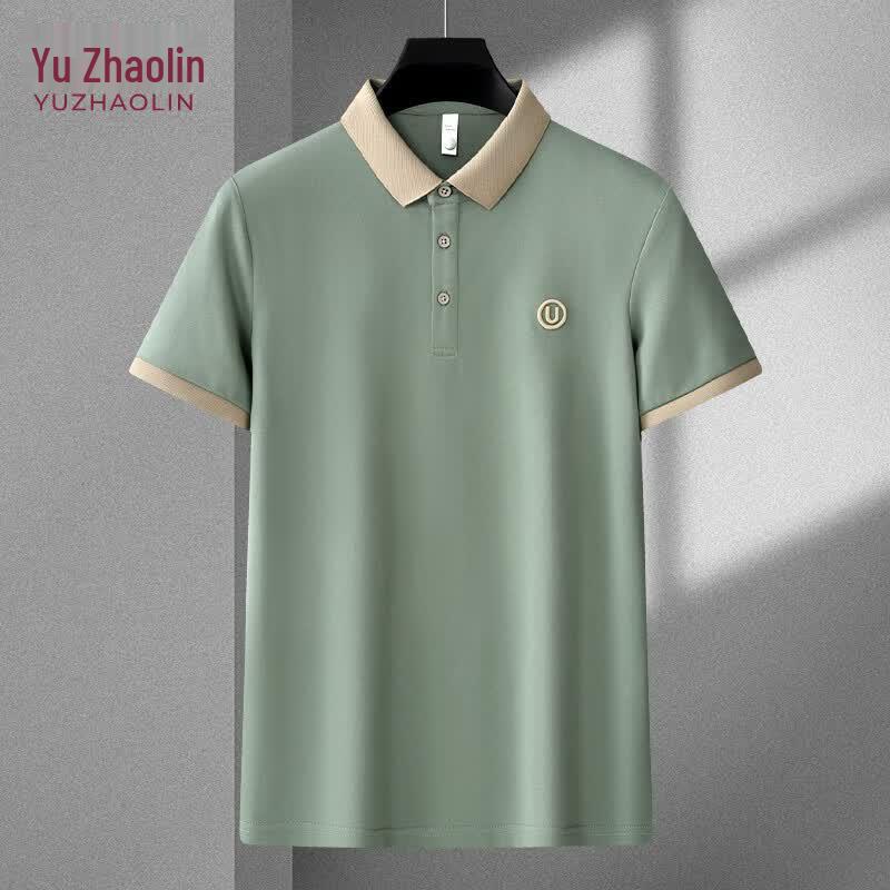 Men s Solid Color Lapel Polo Shirt M
