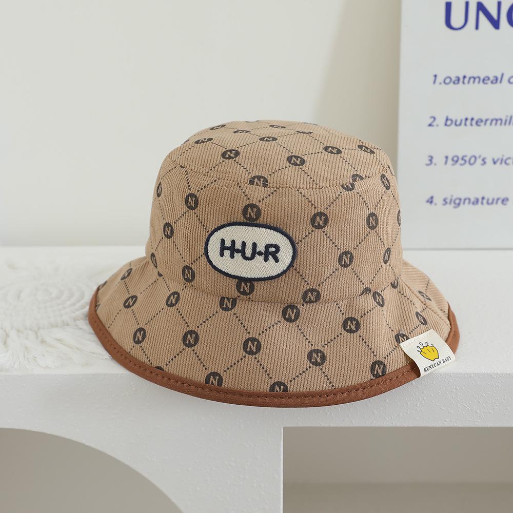 Children's Autumn/Winter Corduroy Fisherman Hat - Korean Style, Graffiti Design, Fashionable Baseball Cap.