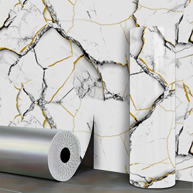 Self adhesive marble wallpaper PVC waterproof and stain resistant bedroom living room TV background wall decoration wall sticler