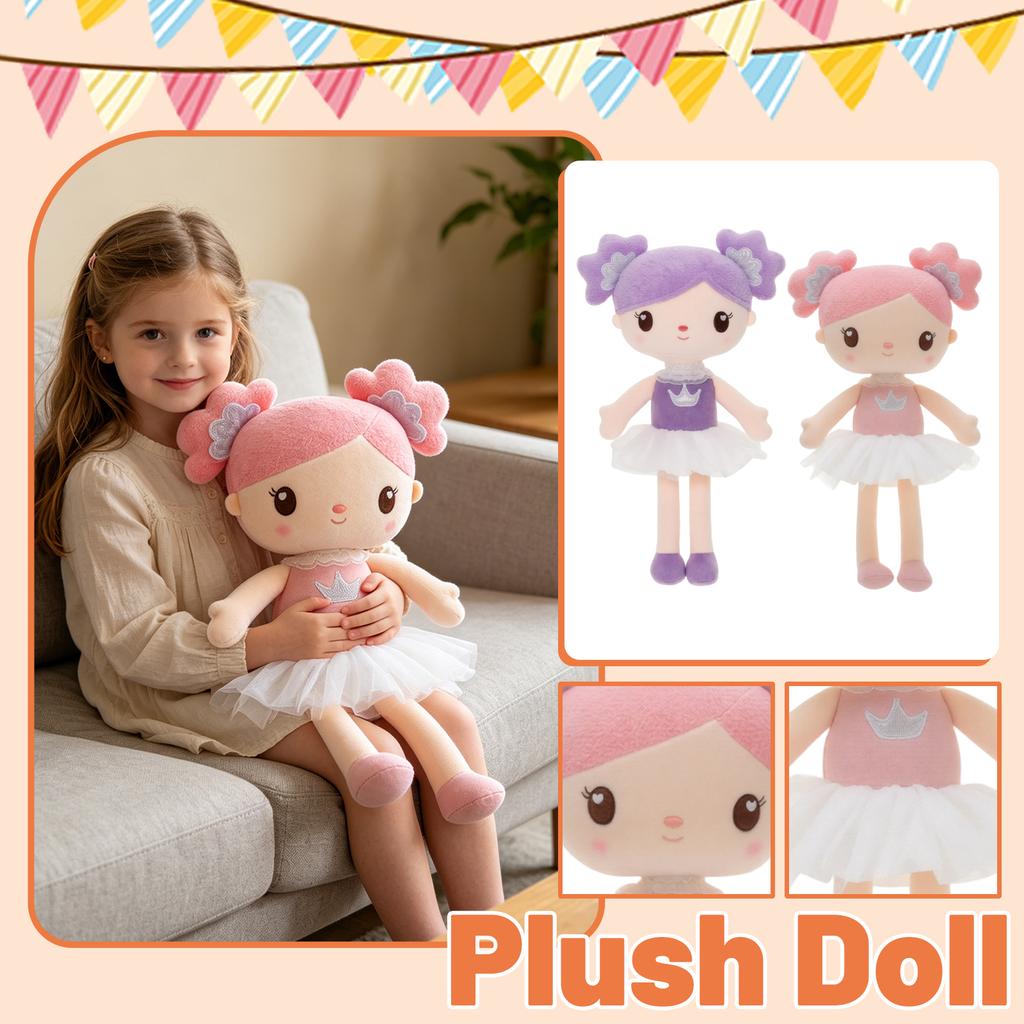 Soft Plush Doll Stuffed Toy with Tutu Skirt and Embroidered Details for Children and Collectors Suitable for Play and Display