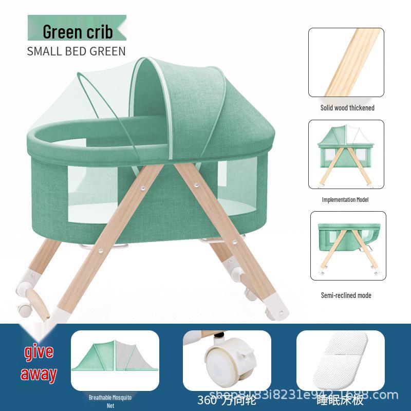 Convertible Foldable Bassinet for Newborns: Portable Baby Rocking Crib Connects to Larger Beds