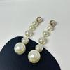 Exaggerated Personality Large Pearl String Fringed Long Earrings Light Luxury High Sense Celebrity Style Temperament Earrings