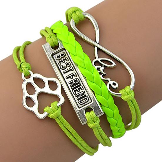 Bracelet Vintage Footprint Weave Strap Alloy Infinity Bracelet for Party