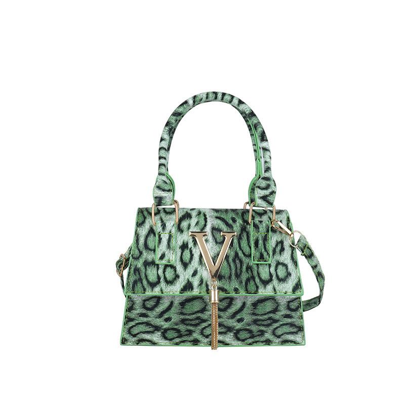 Trendy Retro Leopard Print Casual Shoulder Bag Stylish Small Square Purse In Black Green Purple Brown