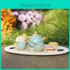Children Pretend Play Tea Set With Wooden Pots And Cakes For Imaginative Kitchen Play