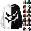 Women's Long Sleeve Halloween Print Sweater, Casual Round Neck Knit Top