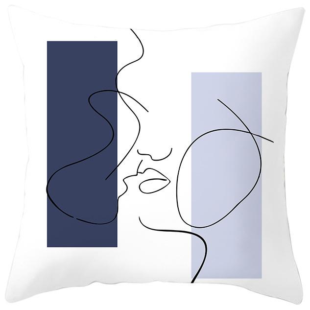 Nordic Blue and Purple Abstract Geometric Pillowcase Peach Leather Velvet Printed Home Fabric Sofa Pillow Cushion Cover