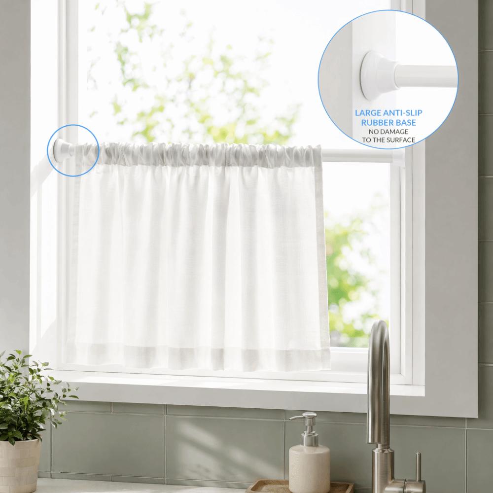 Resin, Stainless Steel Expandable Curtain Rod White Telescoping Curtain Rod  Indoor