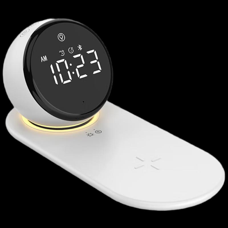 Shizukoo 15W Wireless Charging Smart Bluetooth Speaker with Clock & Night Light